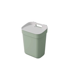 t.b.t. Pattumiera verde con coperchio bianco.