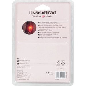 Luce bici t.b.t. con fanale posteriore rosso nella confezione.