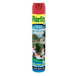 Spray antizanzare Flortis per la protezione dalle zanzare all'aperto.
