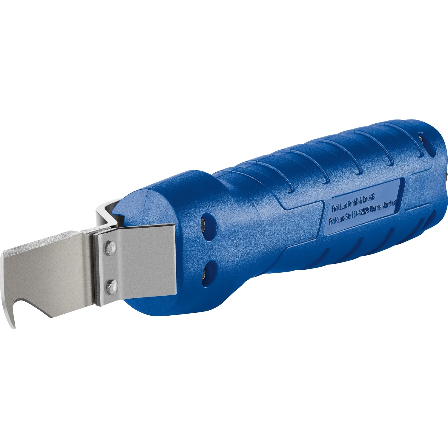 Coltello per cavi LUX Universal Comfort blu con lama universale e speciale regolabile.