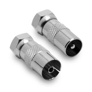 Due connettori F color argento per accessori video.