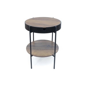 Tavolino legno e ferro 2 ripiani 42x42xH48 / 43x12,5xH50 cm scatola regalo