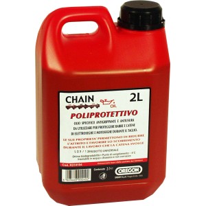 Tanica rossa da 2L di olio per catene di motoseghe.