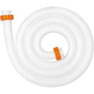 Tubo bianco per pompa filtro a sabbia Bestway con connettori arancioni.