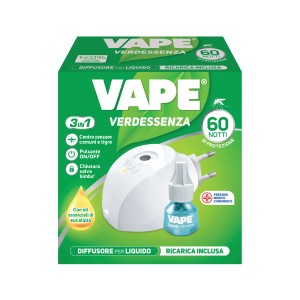 Vape Verdessenza antizanzare: Diffusore elettrico con ricarica per 60 notti di protezione.