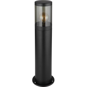 Globo lampada da esterno, 1 luce, nero opaco con vetro fumé, 140x500mm. Lampada da terra moderna per esterni.