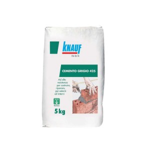 Sacco di cemento grigio 425 Knauf, 5kg, adatto per costruzione, riparazione, interni ed esterni.