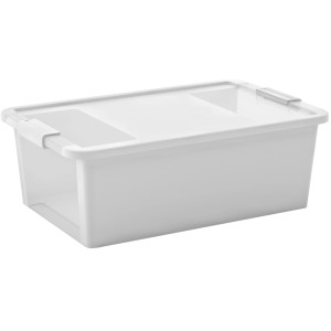 Box contenitore bianca Kis Bi Box M (26 l) con coperchio, maniglie e finestra.