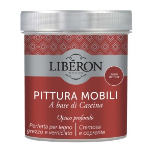 Barattolo di vernice per mobili rossa di Liberon. Ideale per il restauro di mobili.