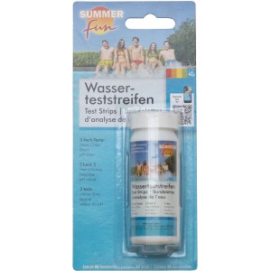 Strisce reattive per l'analisi di cloro, bromo e pH dell'acqua. Facile da usare per piscine.