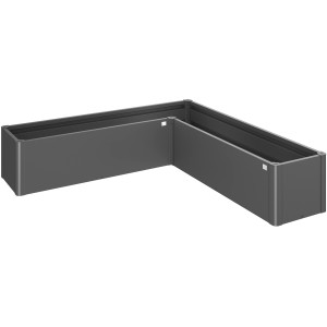 Biohort Belvedere Mini aiuola rialzata, misura L200, grigio scuro metallizzato, aiuola rialzata in metallo a forma di L.