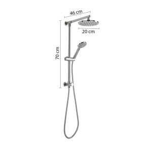 Colonna doccia t.b.t. con soffione e doccetta, cromata, con dimensioni.