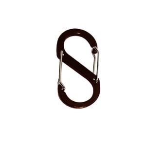 Moschettone a forma di S, marrone, per applicazioni versatili.