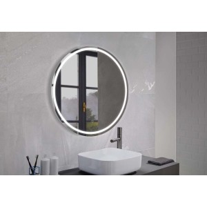 Specchiera LED rotonda cornice alluminio touch Mia Round Ø 80 cm