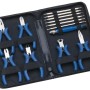 Set meccanico LUX Classic, 14 pezzi in custodia di pelle: pinze, cacciaviti e inserti per lavori di precisione.