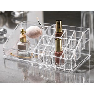 Organizzatore trasparente per mobili da bagno per cosmetici e accessori.