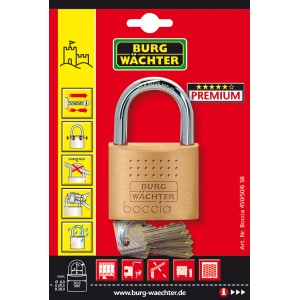 Lucchetto in ottone Burg Wächter Boccia 450/50/6 con chiavi reversibili.