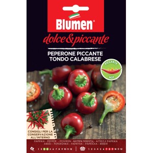 Confezione di semi per peperoni calabresi tondi piccanti (t.b.t.) di Blumen. Ideale per l'orto.