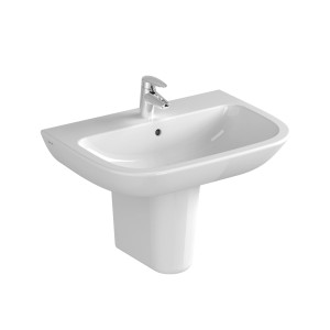 Lavabo bianco t.b.t. con rubinetto per il bagno.
