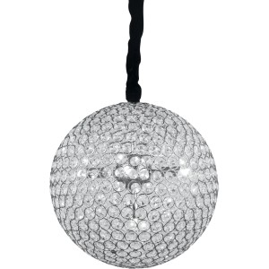 Lampada a sospensione t.b.t. con sfere di cristallo, moderna lampada da soffitto per interni.