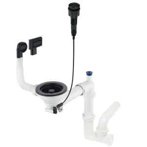 Kit di scarico per lavello in granito 1 vaschetta salvaspazio nero H6 cm