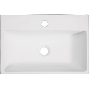 Lavabo d'appoggio rettangolare bianco baliv WBA-7020 con foro per rubinetto.