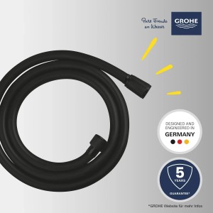 Grohe VitalioFlex Trend tubo doccia, 150 cm, nero opaco, resistente all'attorcigliamento.