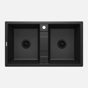 Lavello 2 vasche Idrostile Güines sifone 500x220 mm grafite metallizzata