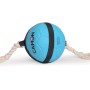 Palla da gioco blu Camon con corda per cani, un giocattolo resistente da masticare e riportare.