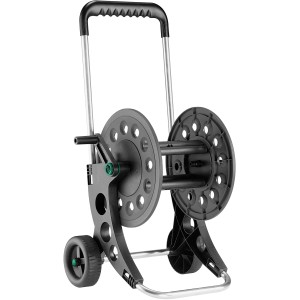 Avvolgitubo CMI in plastica per tubi da giardino fino a 60 m, con telaio in alluminio e ruote.