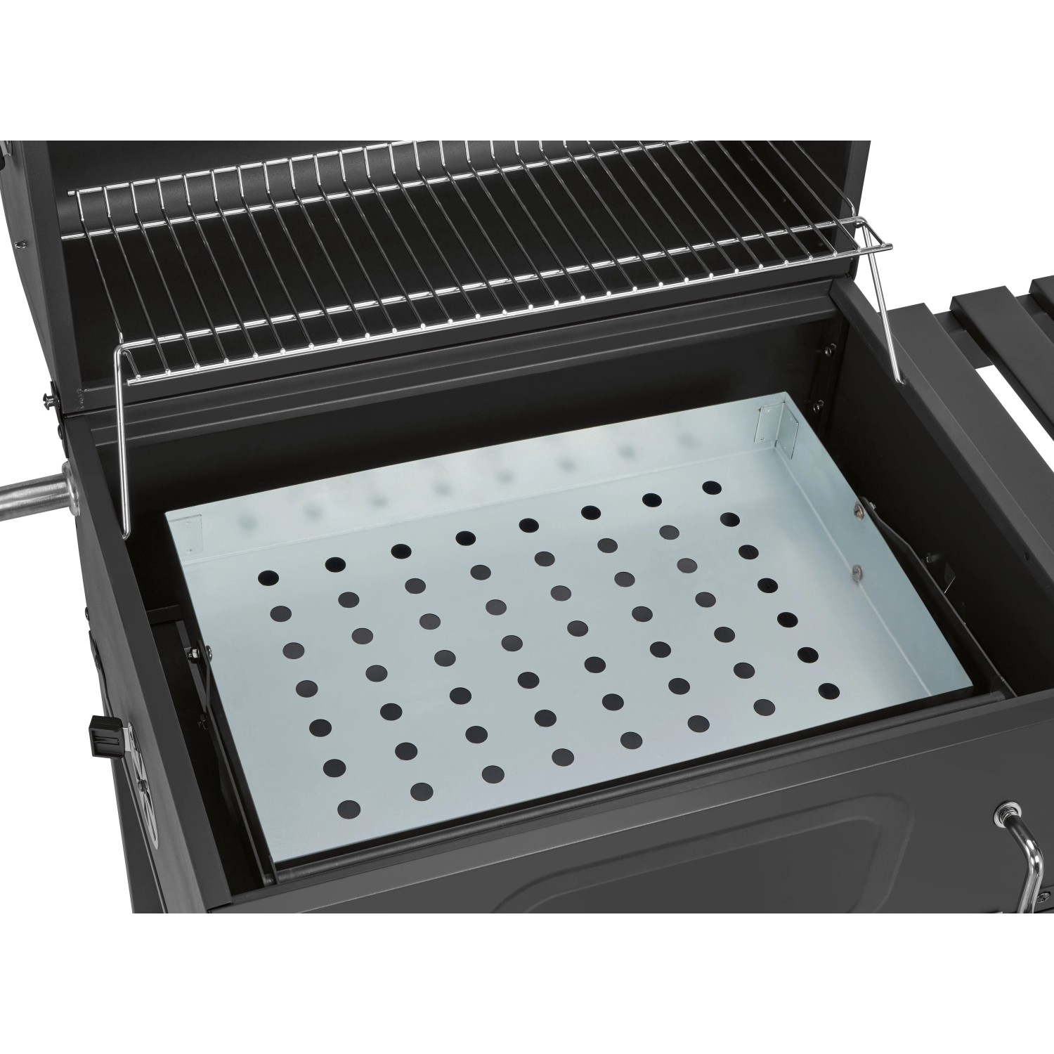 Jamestown Jaxon Barbecue a carbonella: Vaschetta carbone regolabile e griglia scaldavivande.