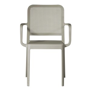 Sedia da giardino t.b.t. in plastica grigia.
