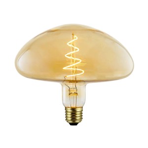 Lampadina LED E27 decorativa a forma di fungo con luce bianca calda.