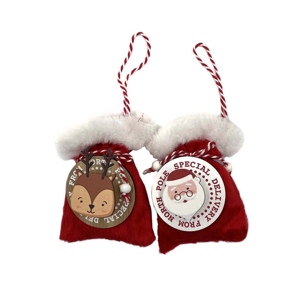 Pendaglio di Natale Sacchetti regalo in tessuto/legno assortiti