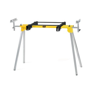 Banco da lavoro t.b.t. giallo-argento con supporti a rulli per lavori di precisione.