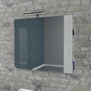 Specchiera t.b.t. con illuminazione, frontale blu, scomparti laterali.