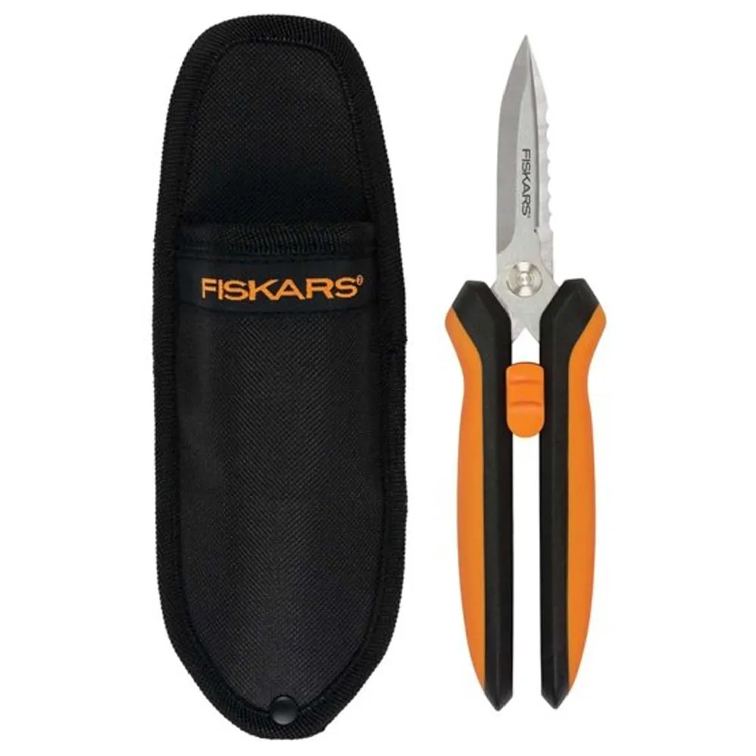Forbici da giardino multiuso Fiskars SP320 con custodia, arancio-nero.