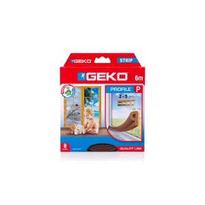 Confezione di nastro sigillante marrone Geko per finestre e porte, profilo P, 6m.