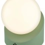 Lampada da tavolo LED verde con paralume rotondo e luminoso.