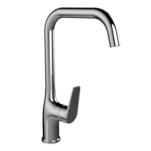 Rubinetto t.b.t. in acciaio inox lucido per lavelli.