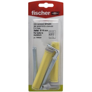 Fischer tassello a calza con barra filettata e gancio, adatto per muratura.