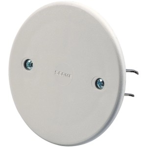 Placca cieca t.b.t. bianca, rotonda, con viti per installazione elettrica.