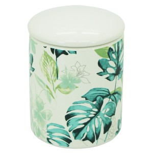Barattolo decorativo con coperchio, motivo floreale, parte della categoria accessori da parete e contenitori.