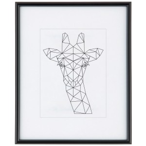 Cornice nera con motivo geometrico di giraffa.