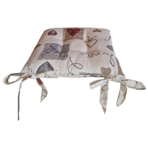 Cuscino per sedia t.b.t. con cuori e scritte "Love", beige.