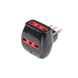 Adattatore spine nero t.b.t. Spine con prese rosse.