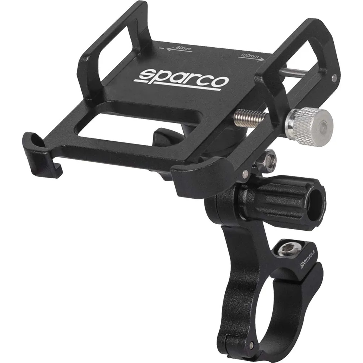 Supporto per telefono da bici t.b.t. nero per montaggio su manubrio.