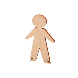 Figura in legno, t.b.t., per decorazione murale. Colore legno naturale, forma semplice.