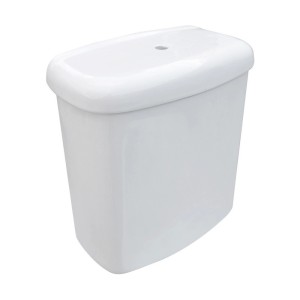 Cassetta di scarico bianca per WC a cassetta, montaggio a parete.