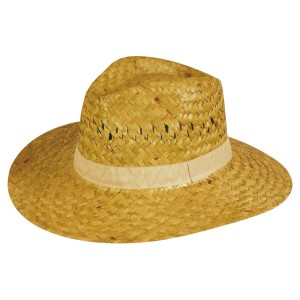 Cappello di paglia per giardinaggio, t.b.t., con fascia chiara.